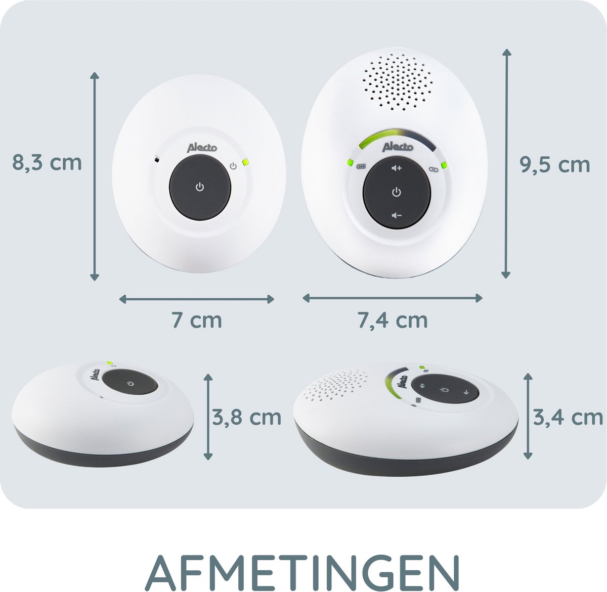 Afbeelding 2 van Alecto DBX-115 - Full Eco DECT Babyfoon - Wit/Antraciet