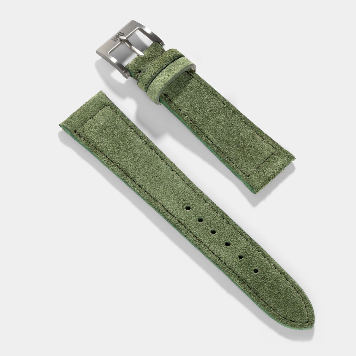 BS Leren Horlogeband Luxury - Olive Drab Green Suede - 20mm