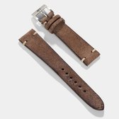 B&S Leren Horlogeband Luxury - Dark Brown Rugged - 20mm