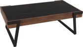 Table basse MCW-L89, table de canapé, table de salon, fer 43x120x64cm pierre frittée aspect marbre bois noir marron foncé