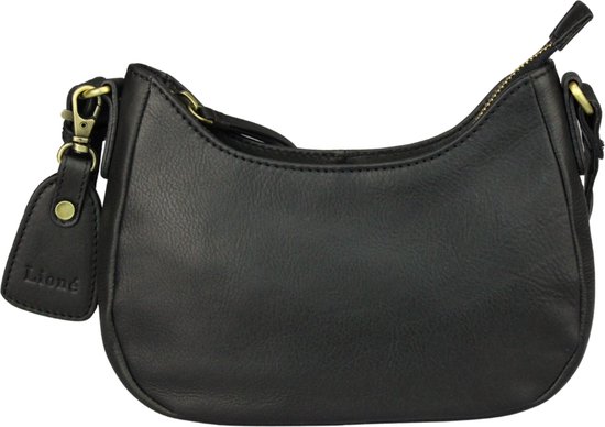 Leren Schoudertas Dames – Zwart – Julie – Moonbag Stijl – Echt