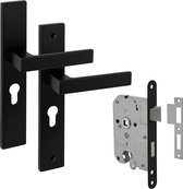 Eliot® deurklink op schild profielcilinder 55mm - incl. insteekslot PC55 - mat zwart
