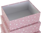 Set van opstapelbare opbergboxen DKD Home Decor Wit Kinderen Licht Roze Karton (43,5 x 33,5 x 15,5 cm)
