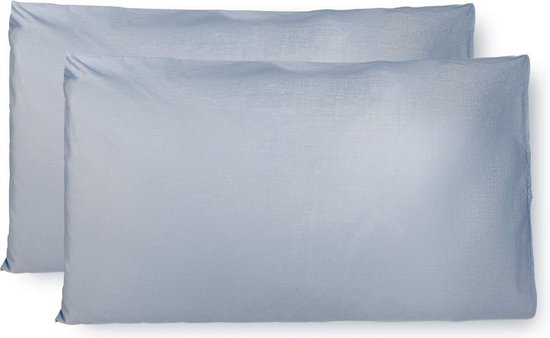 Kussensloop, 50 x 80 cm, 2 stuks, rechthoekig, 100% katoen, met sluiting, lichtblauw (Made In Italy)