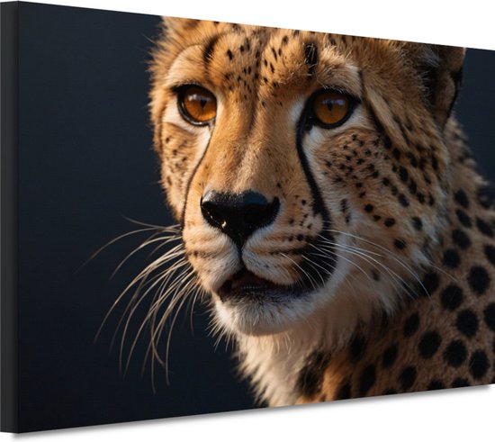 Cheetah schilderijen - Dier portret - Schilderijen canvas Vacht - Landelijk schilderij - Schilderijen canvas - Kunstwerken schilderij 90x60 cm
