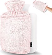 Warmwaterkruik met Hoes - Zachte Premium Hoes - 1,8L Kruik - Warmwaterkruik voor Pijnverlichting en voor koude Avonden en Nachten (Roze)