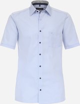 CASA MODA comfort fit overhemd - korte mouw - popeline - blauw - Strijkvrij - Boordmaat: 56