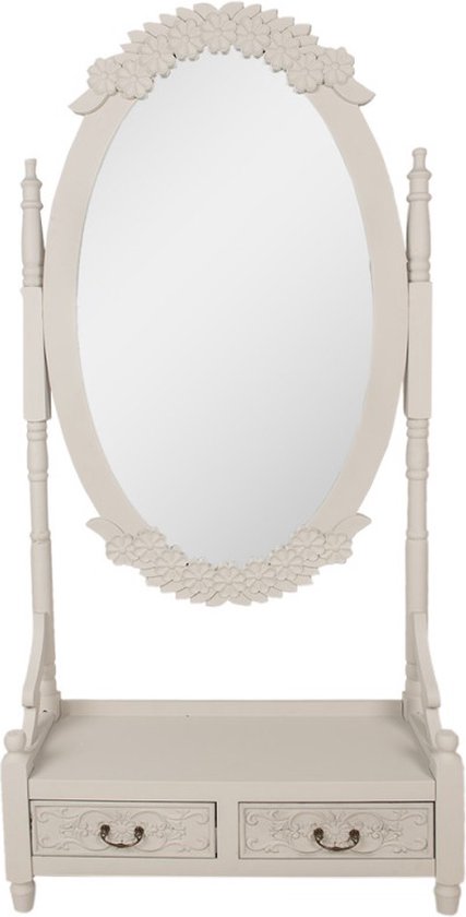 Staande Spiegel 85x30x180 cm Grijs Houtproduct Ovaal