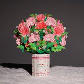 2 pièces Carte de vœux Pop-up 3D avec bouquet de fleurs d'œillets Handgemaakt - Idéal pour la fête des mères et la Vaderdag - Papier durable - Design surprenant - Artisanat Uniek