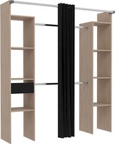 Concept-U - Houten kleedkamer met zwart gordijn: 2 kasten, 6 planken en een lade ELYSEE