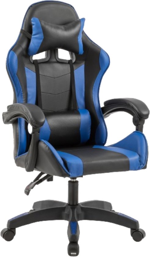 Concept-U - Massage zwarte en blauwe gamingstoel EZIO