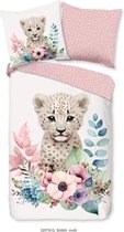 Good Morning Housse de couette enfant "fleurs avec un léopard" - Multi - (140x200/220 cm) - Katoen