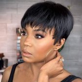 "Perruque brésilienne courte noire en Cheveux humains coupe lutin pour femme - Usage quotidien"