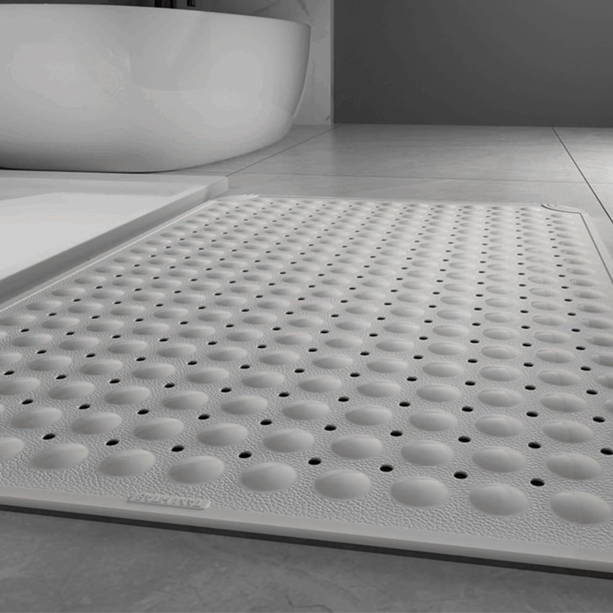 Tapis De Douche Antidérapant 48x48cm - Gris, Ventouses