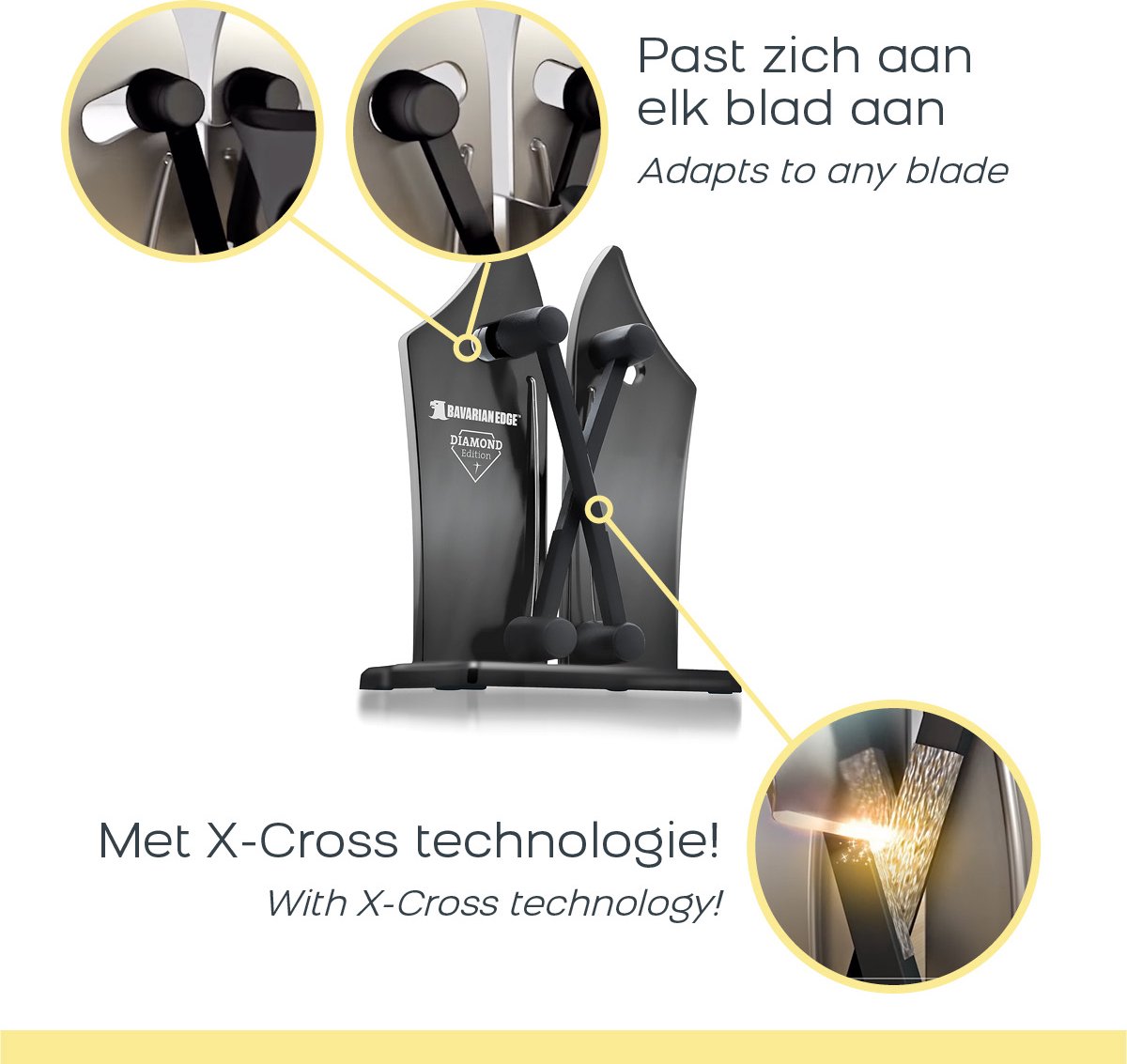 Aiguiseur De Couteaux Bavarian Edge Diamond Edition - Technologie X-Cross Pour Tous Types De Lames