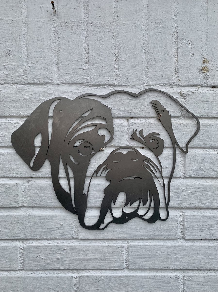 Metalen Hond - De Bulldog - Wanddecoratie van metaal