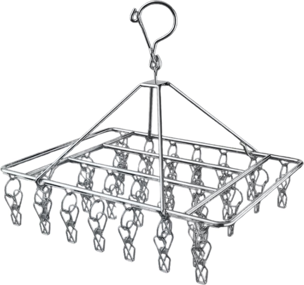 Droogcarrousel met 30 knijpers - RVS Droogrek Sokken - Droogmolen 42*30cm- Extra Stevig voor Binnen & Buiten - Camping Wasdroger - Draaibare Wasstandaard