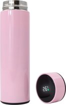 Smart Thermoskan Glossy Pink - Met thee kruiden houder - Roze luxe thermos kan - RVS - Met ingebouwde temperatuurmeter - Luxe thermos container roze - Voor koffie, thee en andere warme dranken