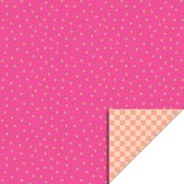 Het Inpakhuis - Cadeaupapier - Inpakpapier - Kadopapier - Inpakrol - Small Hearts Pink Gold Foil - Check Peach - Verjaardag - Hartjes - Roze - Boeken kaften