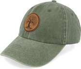 Hatstore- Tree Of Life Engraved Patch Olive Washed Dad Cap - Wild Spirit Cap
