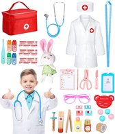 Dokterset Speelgoed - Dierenarts Speelgoed - Dokterset - Kinderspeelgoed voor Jongens en Meisjes - Vanaf 2 Jaar geschikt voor 3, 4, 5 en Ouder - Doktersjas Kind - Wit met Rode Koffer