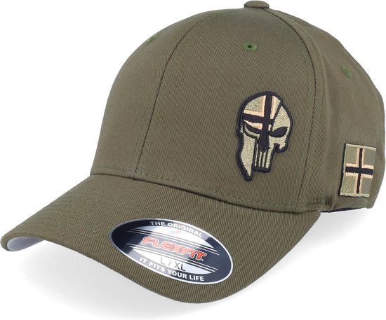 Hatstore- Norway Army Skull Olive Wooly Combed Flexfit - Army Head Cap
