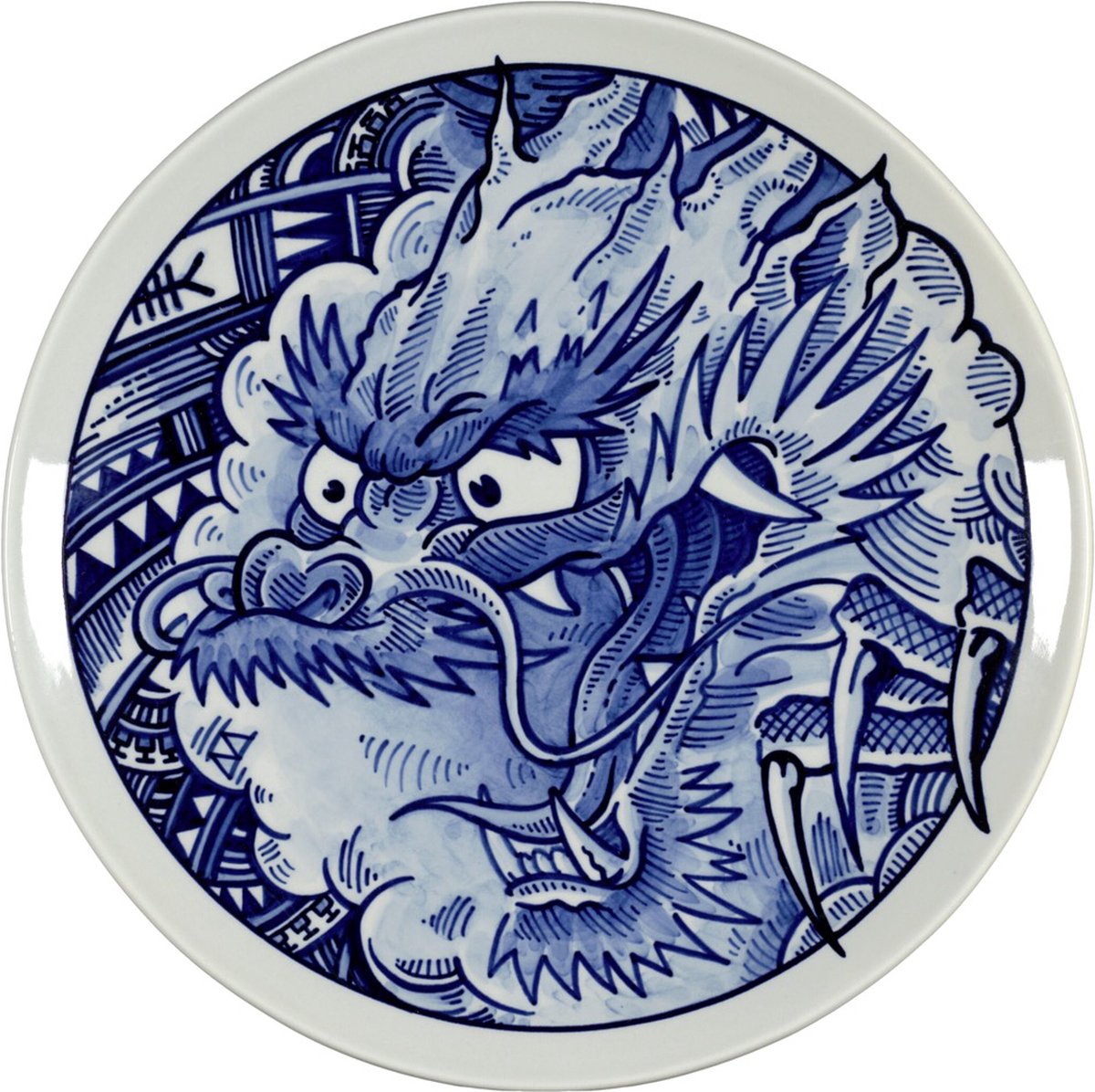 Royal Delft Schiffmacher bord Tribal Dragon - wandbord sierbord - 28 cm