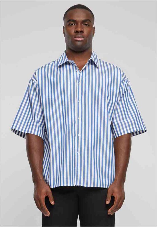 Urban Classics - Striped Short Sleeve Summer Overhemd - XL - Wit/Blauw