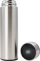 Smart Thermoskan Chrome Silver - Met thee kruiden houder - Zilveren luxe thermos kan - RVS - Met ingebouwde temperatuurmeter - Luxe thermos container zilver - Voor koffie, thee en andere warme dranken