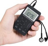 Draagbare mini-radio AM FM-radio-ontvanger met walkman en persoonlijke radiohoofdtelefoon