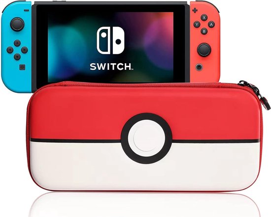 Tas voor Switch & Switch OLED, accessoires voor Switch, beschermhoes, reistas, draagtas met 10 spelkaartvakken, waterdicht en schokbestendig, rood en wit