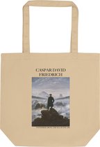Caspar David Friedrich 'Wandelaar boven de nevelen' ("Wanderer Above the Sea of Fog") Beroemde Schilderij Tote Bag | 100% Katoenen Tas | Kunst Tote Bag | Naturel