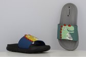 Happy Bee - Jongens dinosaurus slippers grijs - instap sloffen - ideaal voor thuis of als strand/bad slipper - maat 33-34