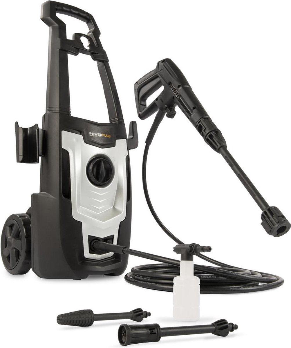 Powerplus POWXG90405 Hogedrukreiniger - 1400W - Max. 110 bar - 390 l/h - Incl. 5m slang en accessoires - Excl. terrasreiniger - Reiniger voor auto fiets en meubelen