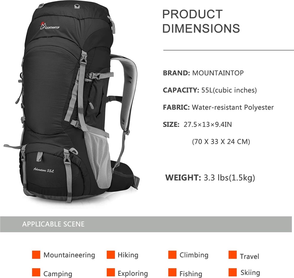 Sac à dos de randonnée Nature Nomad H2O 40 l avec armature en filet, vert