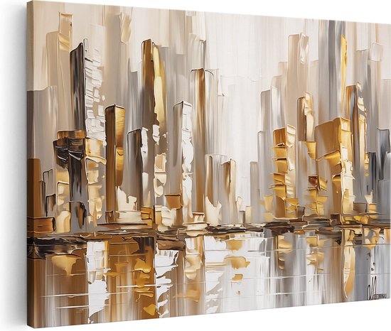 Artaza Peinture sur toile oeuvre abstraite d'une ville - 60x40 - Décoration murale - Photo sur toile - Impression sur toile