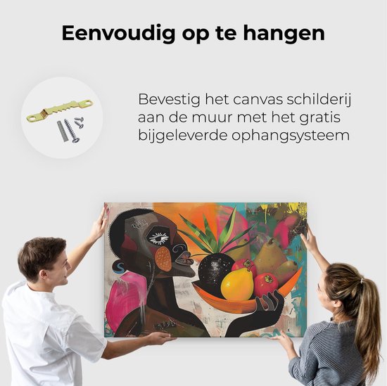 Artaza Tableau sur Toile Homme avec un Bol de Fruits - 120x80 - Groot - Photo sur Toile - Impression sur Toile