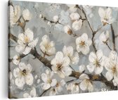 Artaza Canvas Schilderij Witte Bloesems op een Tak - 120x80 - Groot - Foto Op Canvas - Canvas Print