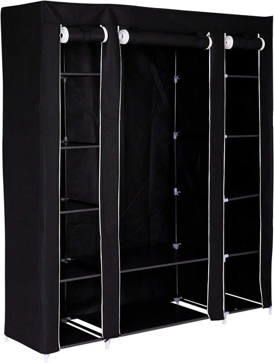 Opvouwbare stoffen kledingkast 175x150x45 cm zwart met 1 of 2 populaire zoekwoorden Kledingkast