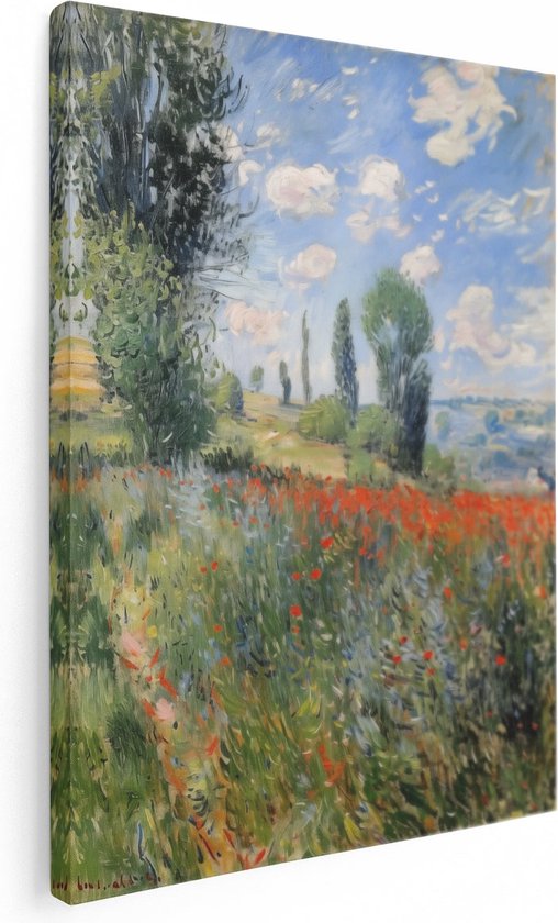 Artaza Canvas Schilderij Claude Monet - Klaprozenveld - Foto Op Canvas - Canvas Print