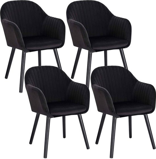 Rootz Set van 4 eetkamerstoelen - Fluwelen bekleding - Comfortabele zitting - Duurzaam en stevig - Veelzijdig ontwerp - Eenvoudige montage - 81 cm x 40 cm x 42 cm