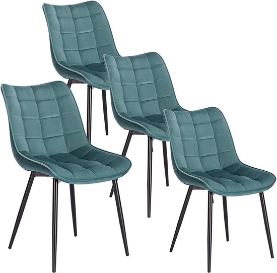 Een Set Van 6 Stoelen Met Zachte Fluwelen En Metalen Voeten, Pak Voor