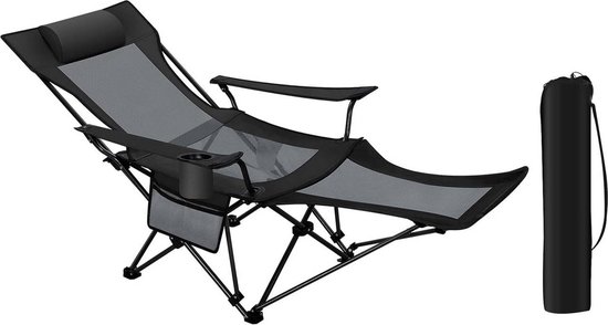 Rootz 4-in-1 Camping Lounger-stoel - Verstelbare fauteuil - Buitenstoel - Veelzijdig, draagbaar, duurzaam - 600D Oxford-stof - 156 cm x 71 cm x 84 cm (liggend)