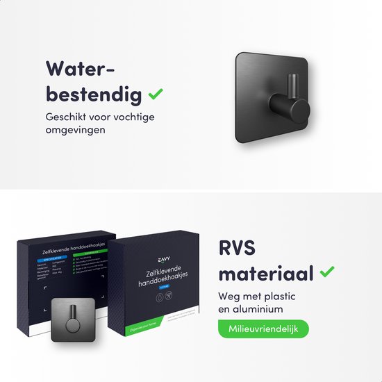EAVY - Set de 4 Crochets porte-serviettes autocollants en acier inoxydable - Gunmetal