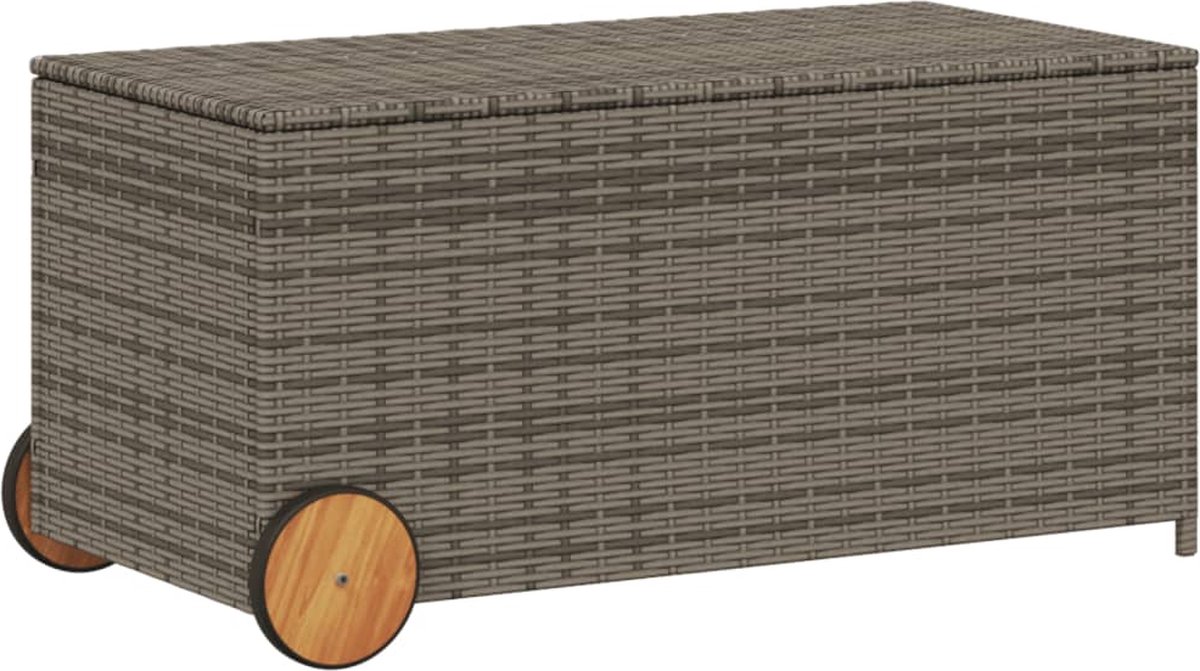 vidaXL - Tuinbox - met - wielen - 190 - L - poly - rattan - grijs