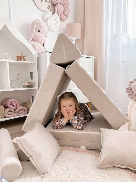 Mini Modulaire bank - Speelsofa- Rib velvet - Beige Standaard | bol