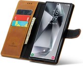 CaseMania Bookcase hoesje geschikt voor Samsung Galaxy S23 Ultra - Effen Cognac - Leer