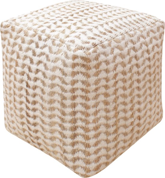 Pouf Naturel/Ivoire - Tissu - 40x40x40cm - Pouf Vapi - House Nordic