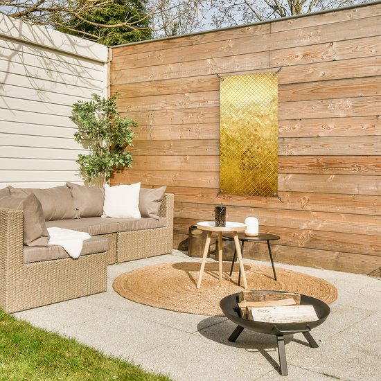 Tuinposter Goud - Design - Abstract - 40x80 cm - Wanddecoratie Buiten - Tuinposter - Tuindoek - Schuttingposter - Tuinschilderij