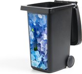 Container sticker Hortensia - Waterdruppel - Bloemen - Botanisch - Blauw - 38x80 cm - Kliko sticker